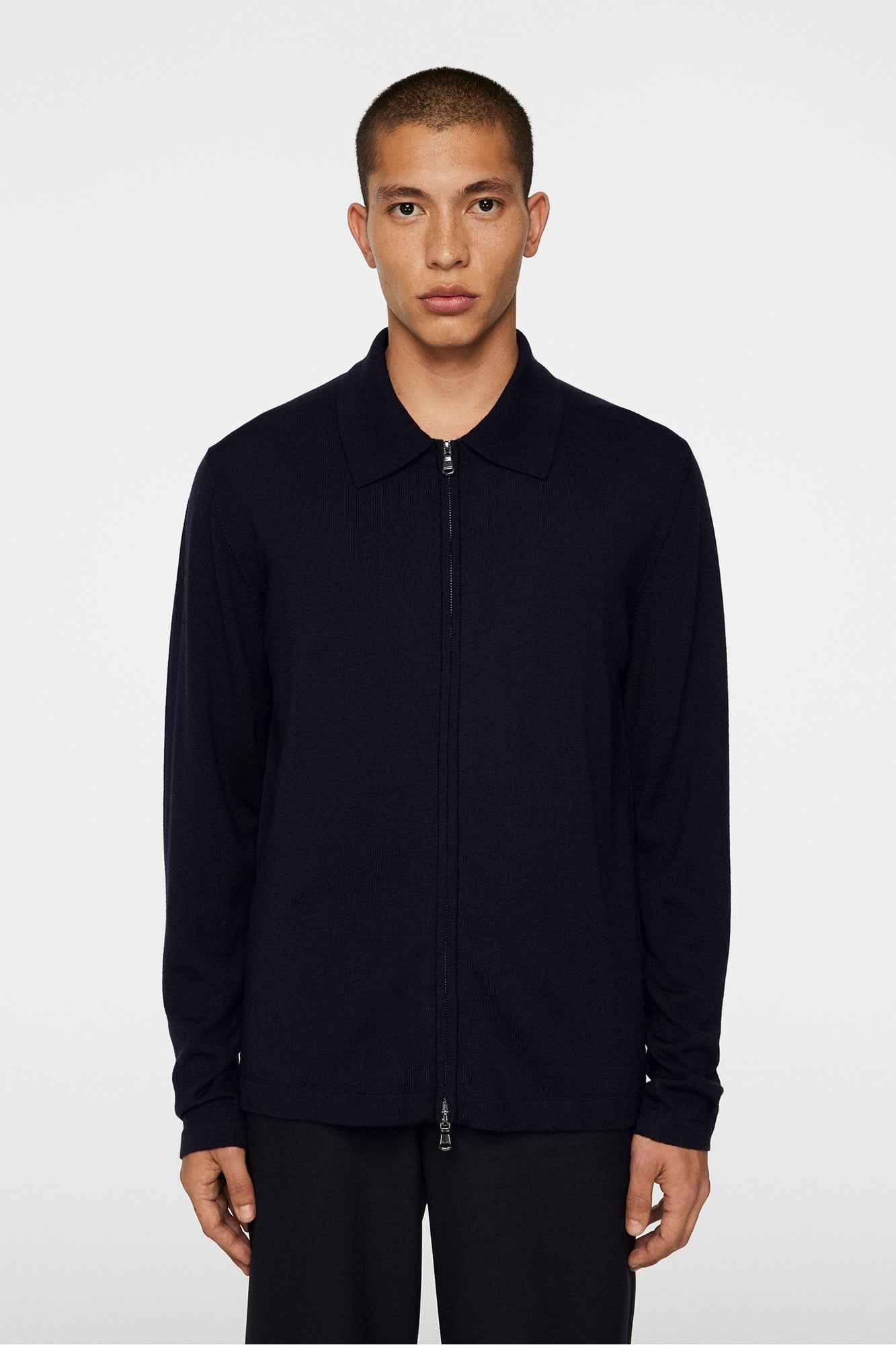 Men | Kaleb Merino Zip Cardigan | JL Navy