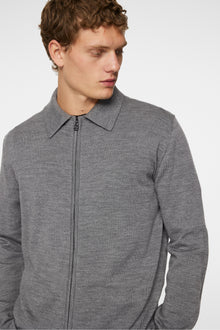 Men | Kaleb Merino Zip Cardigan | Mid Grey Melange