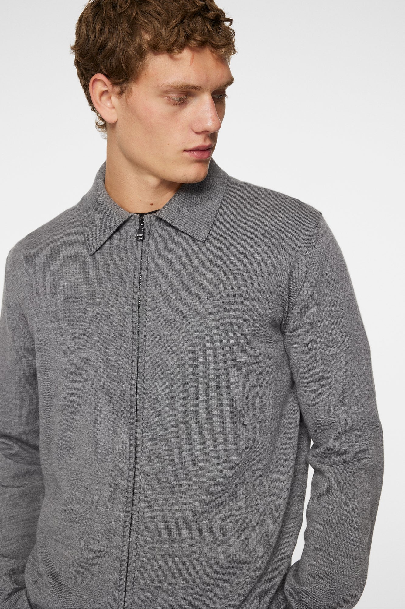Men | Kaleb Merino Zip Cardigan | Mid Grey Melange