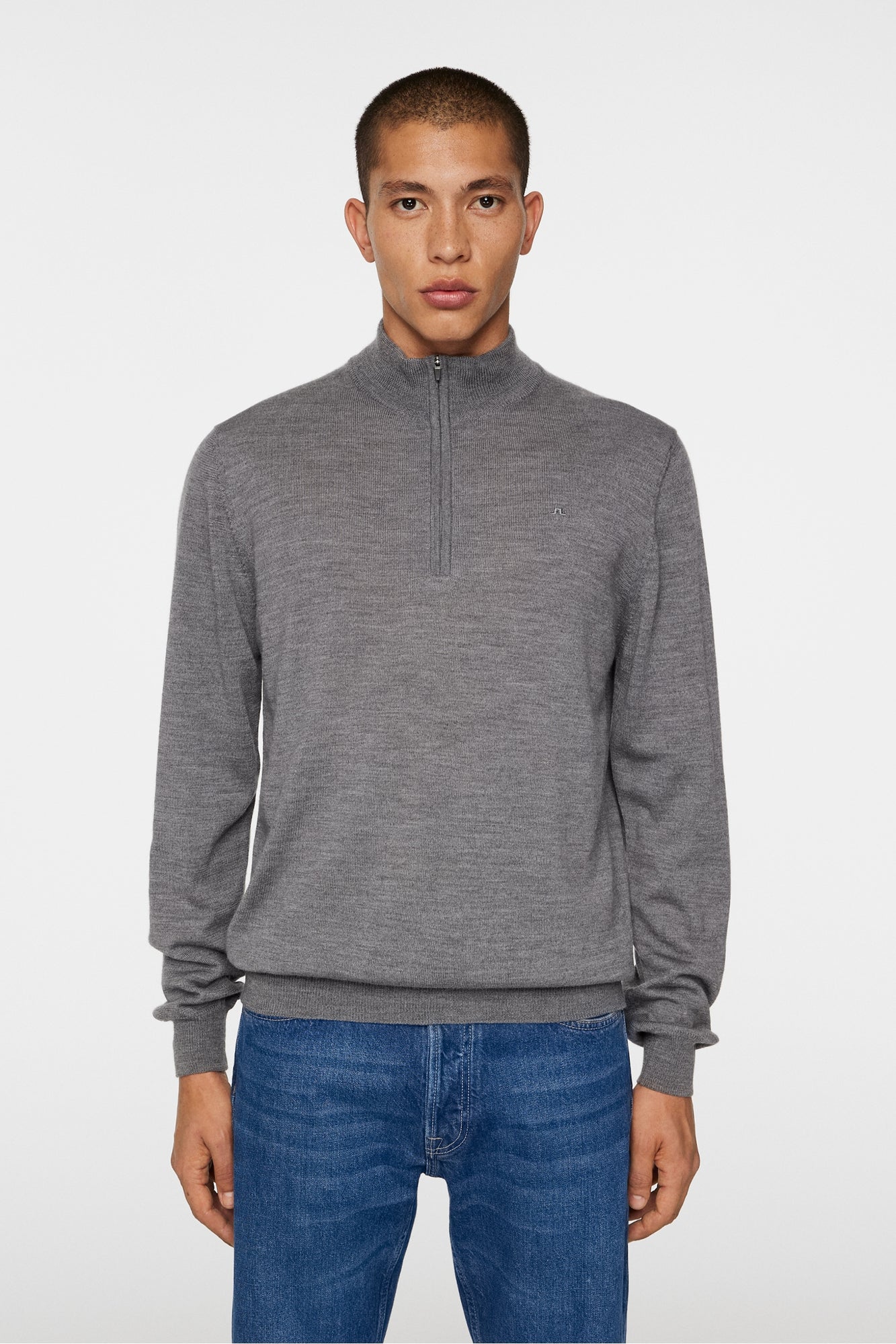 Men | Kiyan Quarter Zip Sweater | Mid Grey Melange
