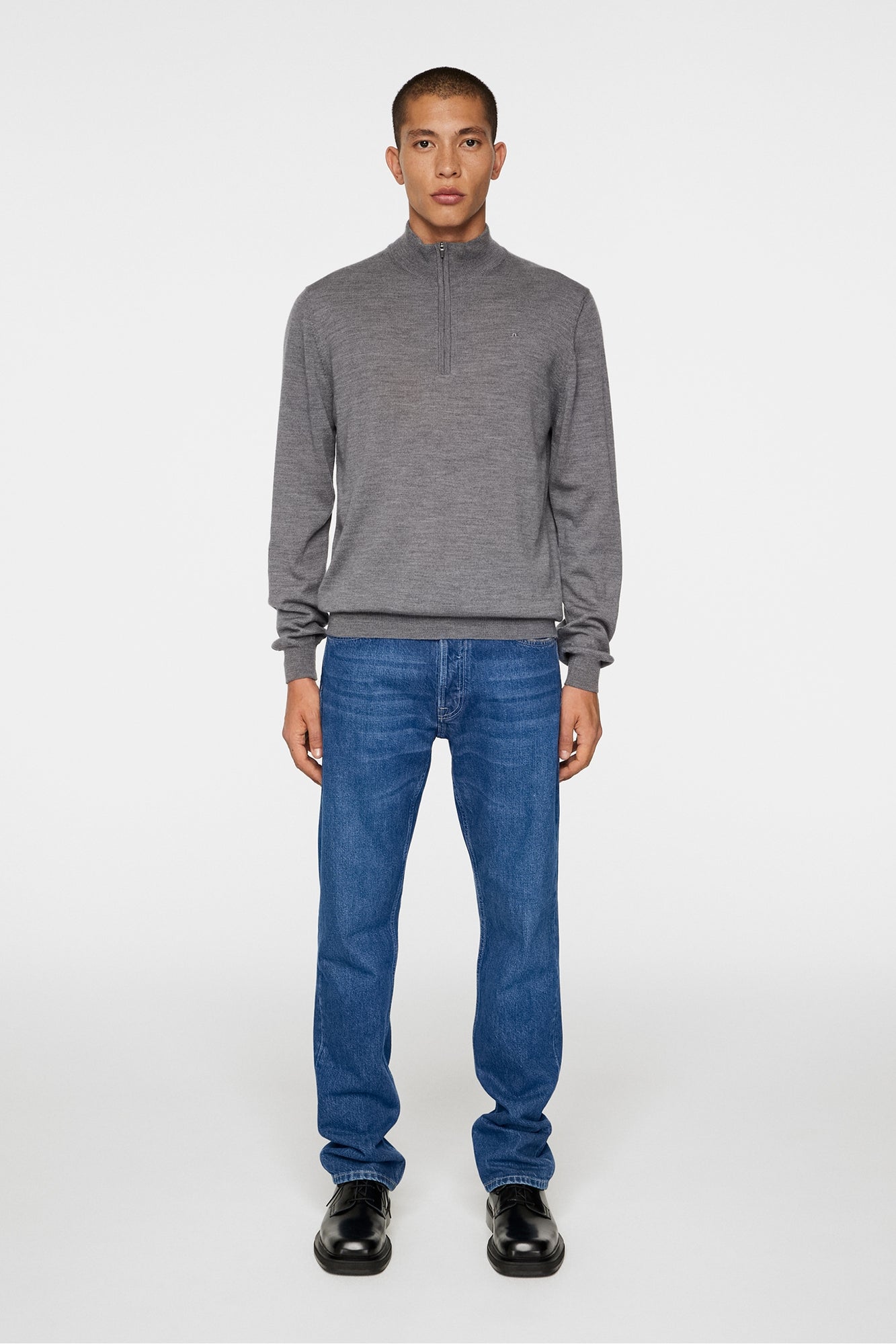 Men | Kiyan Quarter Zip Sweater | Mid Grey Melange