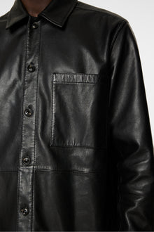 Men | Lanson Leather Overshirt | Black