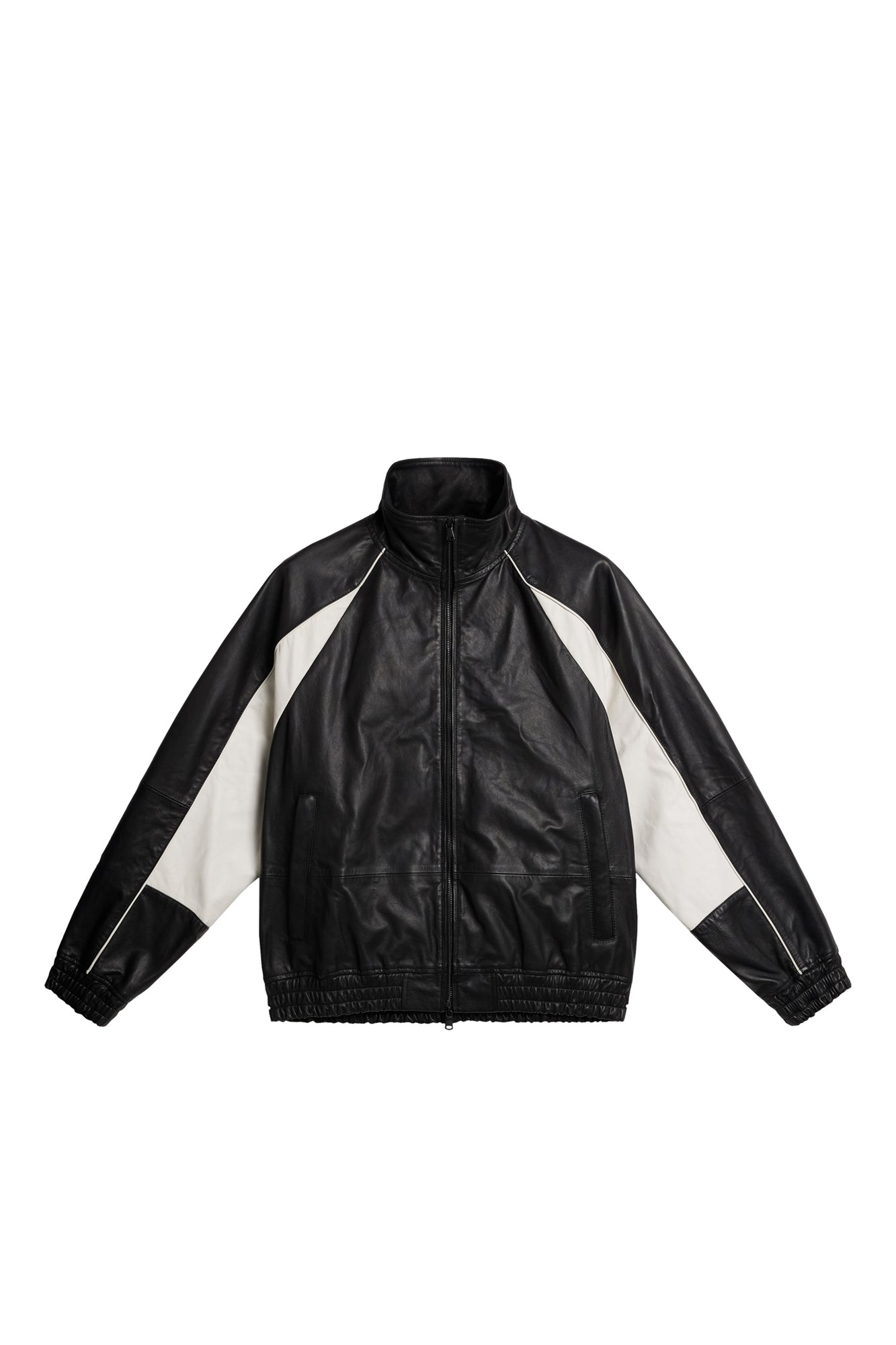 Men | Lex Leather Track Jacket | Black