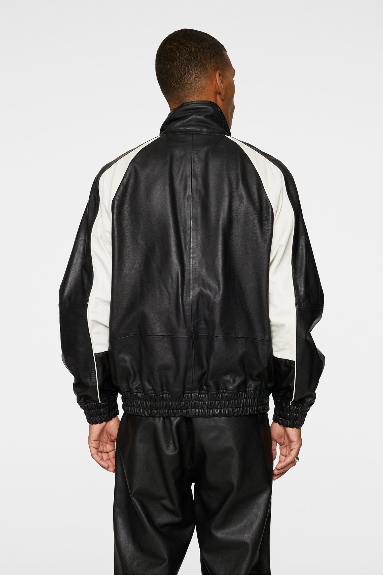 Men | Lex Leather Track Jacket | Black