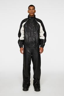 Men | Lex Leather Track Jacket | Black