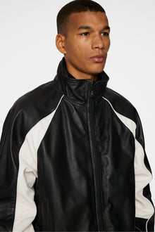 Men | Lex Leather Track Jacket | Black