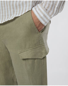 Men | Linen Cargo Jogger | Light Olive