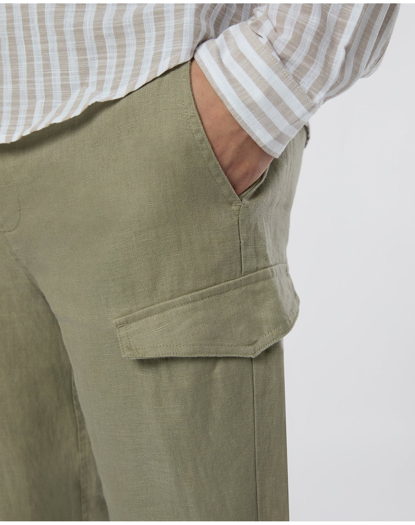 Men | Linen Cargo Jogger | Light Olive