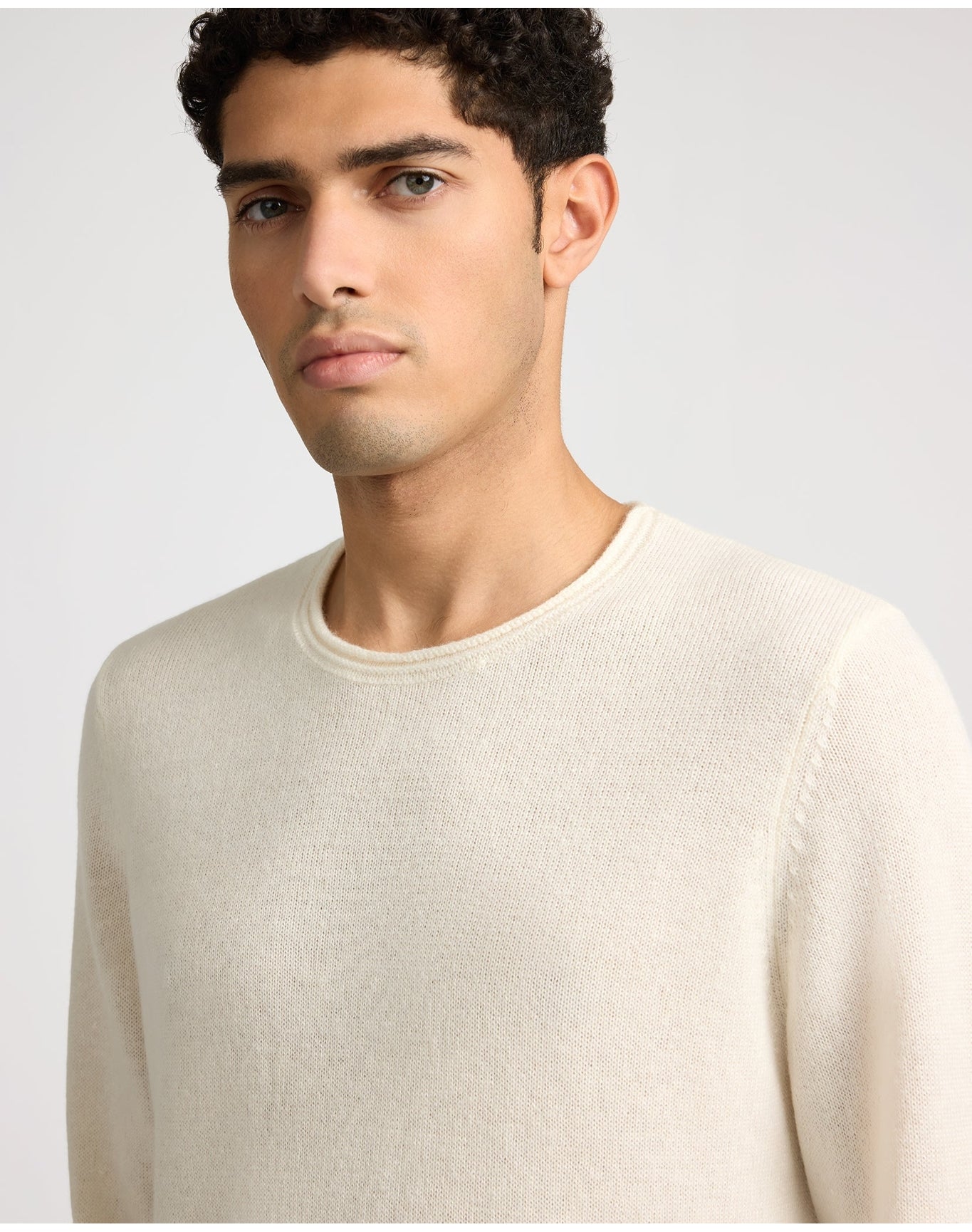 Men | Linen Cashmere Rollneck Sweater | White