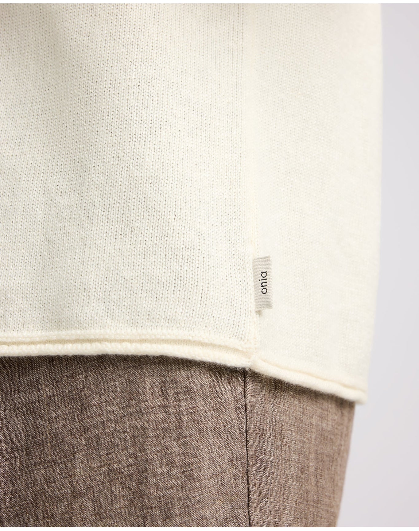 Men | Linen Cashmere Rollneck Sweater | White