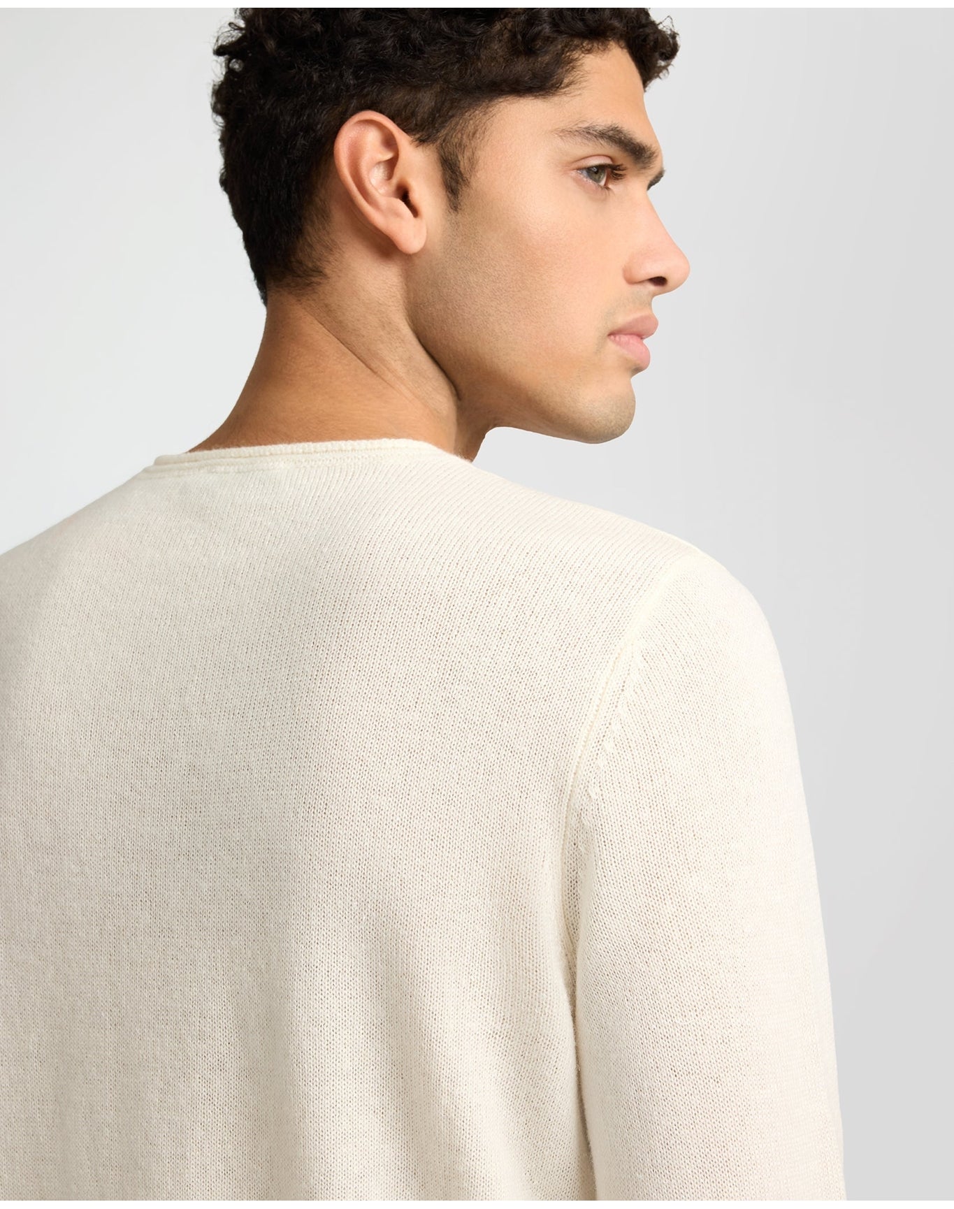 Men | Linen Cashmere Rollneck Sweater | White