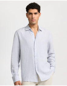 Men | Linen Long Sleeve Shirt | Light Grey