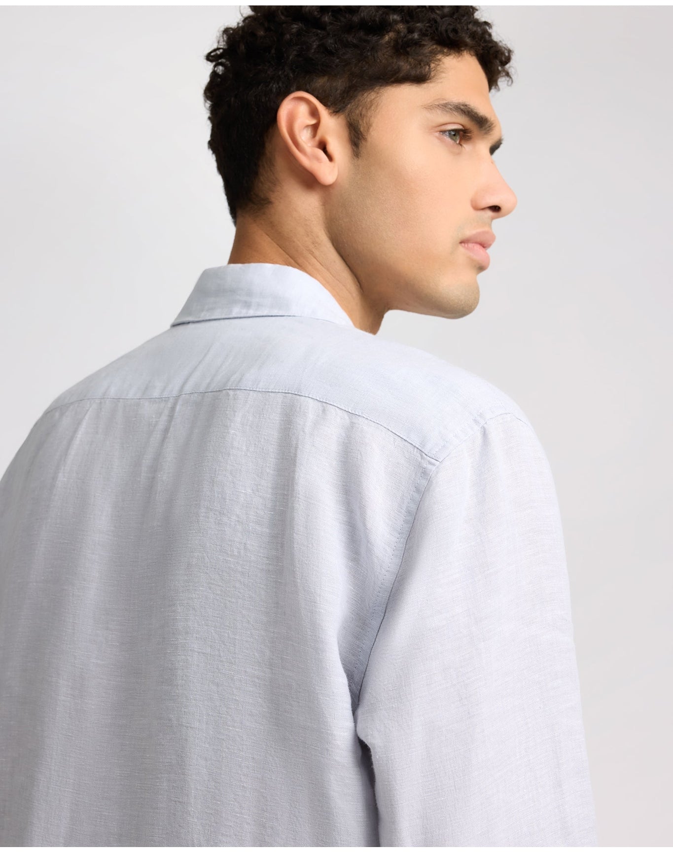 Men | Linen Long Sleeve Shirt | Light Grey