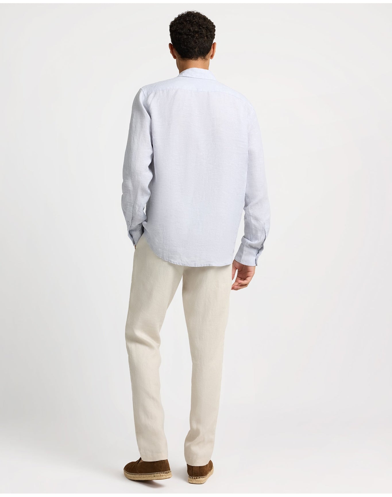 Men | Linen Long Sleeve Shirt | Light Grey