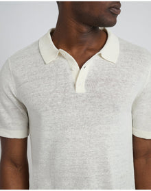 Men | Linen Sweater Polo | Egret