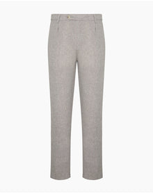 Men | Linen Tapered Pleated Trouser | Cool Grey