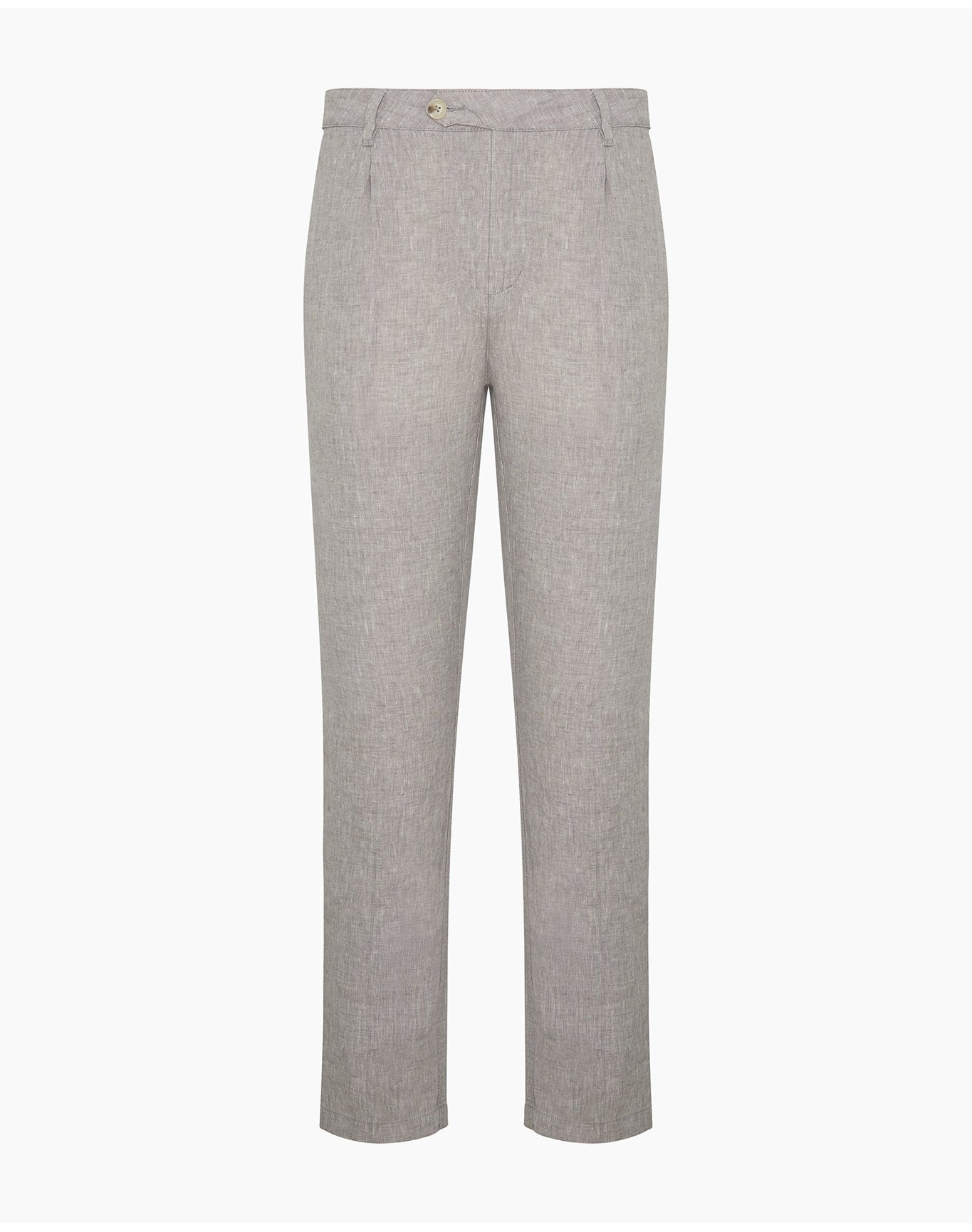 Men | Linen Tapered Pleated Trouser | Cool Grey