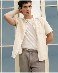 Men | Linen Tapered Pleated Trouser | Cool Grey