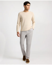 Men | Linen Tapered Pleated Trouser | Cool Grey
