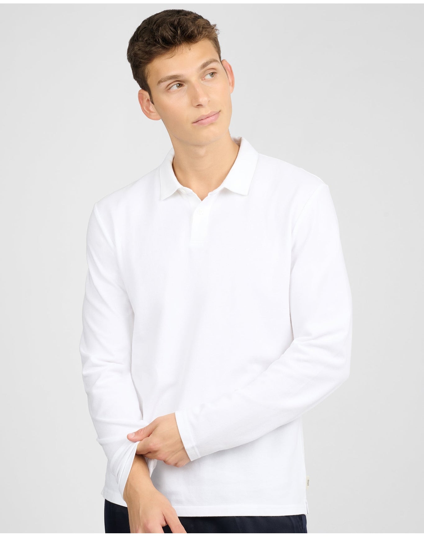 Men | Long Sleeve Pique Polo | White
