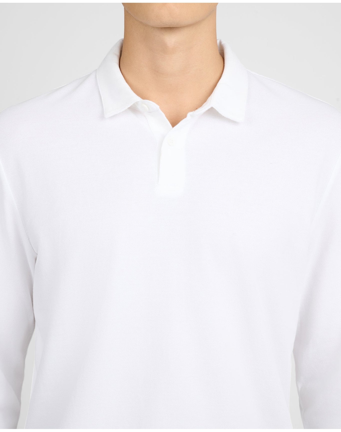 Men | Long Sleeve Pique Polo | White