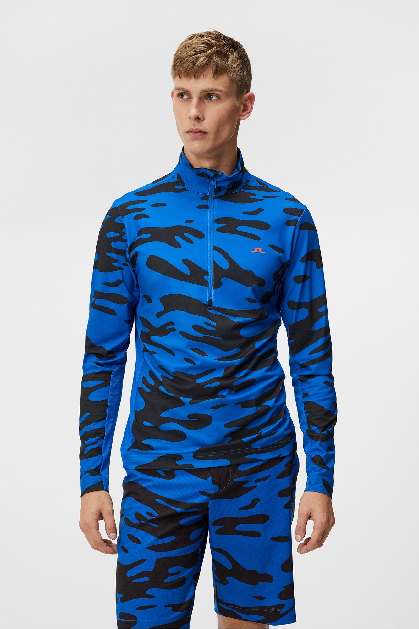 Men | Luke Print Mid Layer | Neptune Nautical Blue