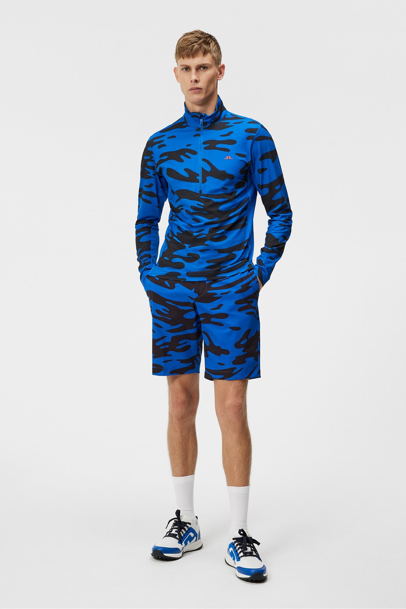 Men | Luke Print Mid Layer | Neptune Nautical Blue