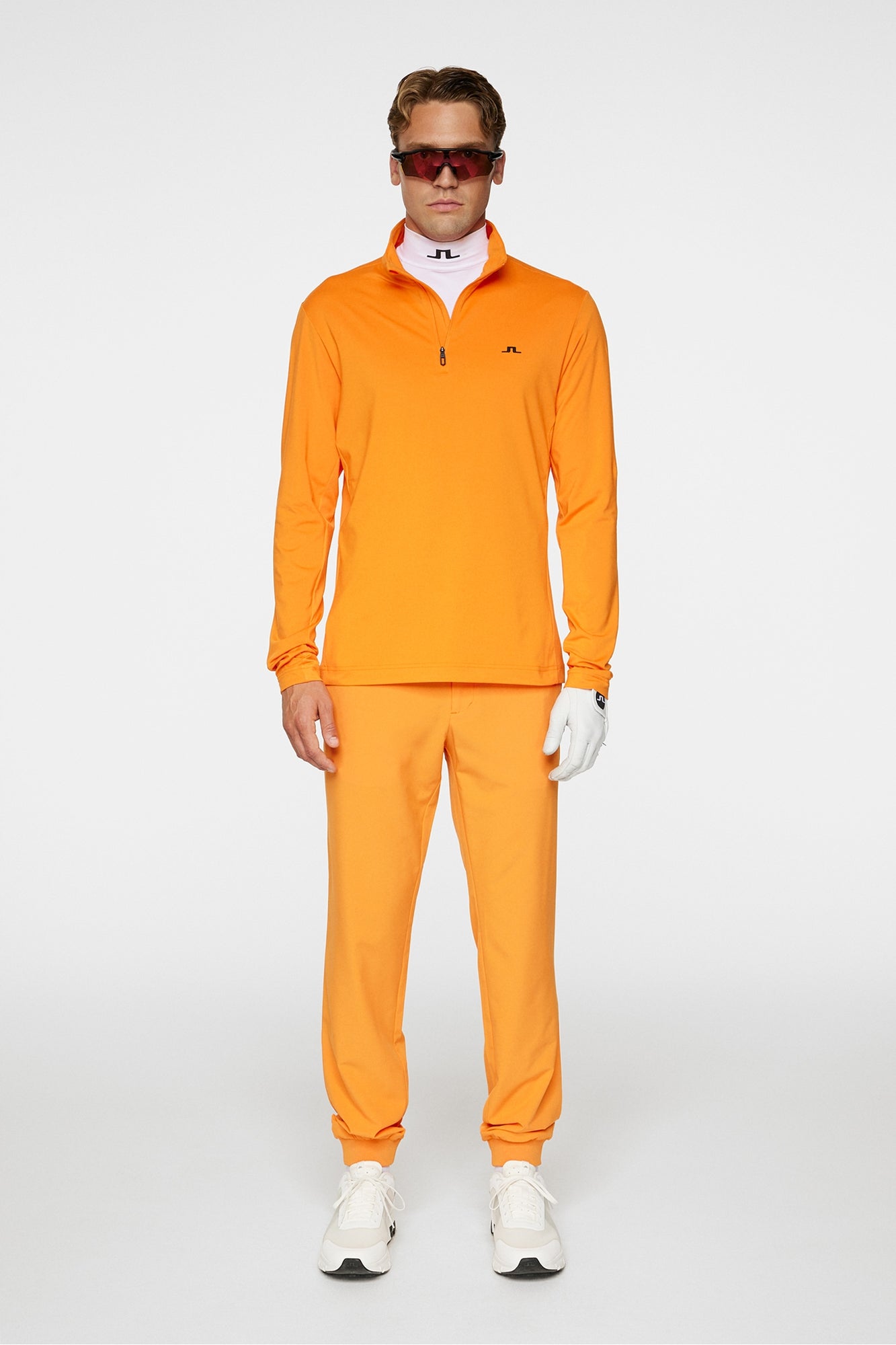 Men | Luke Quarter Zip Mid Layer | Persimmon Orange
