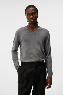 Men | Lymann Merino V-Neck Sweater | Grey Melange