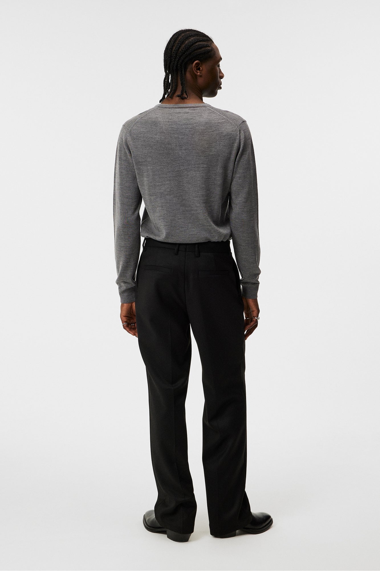 Men | Lymann Merino V-Neck Sweater | Grey Melange