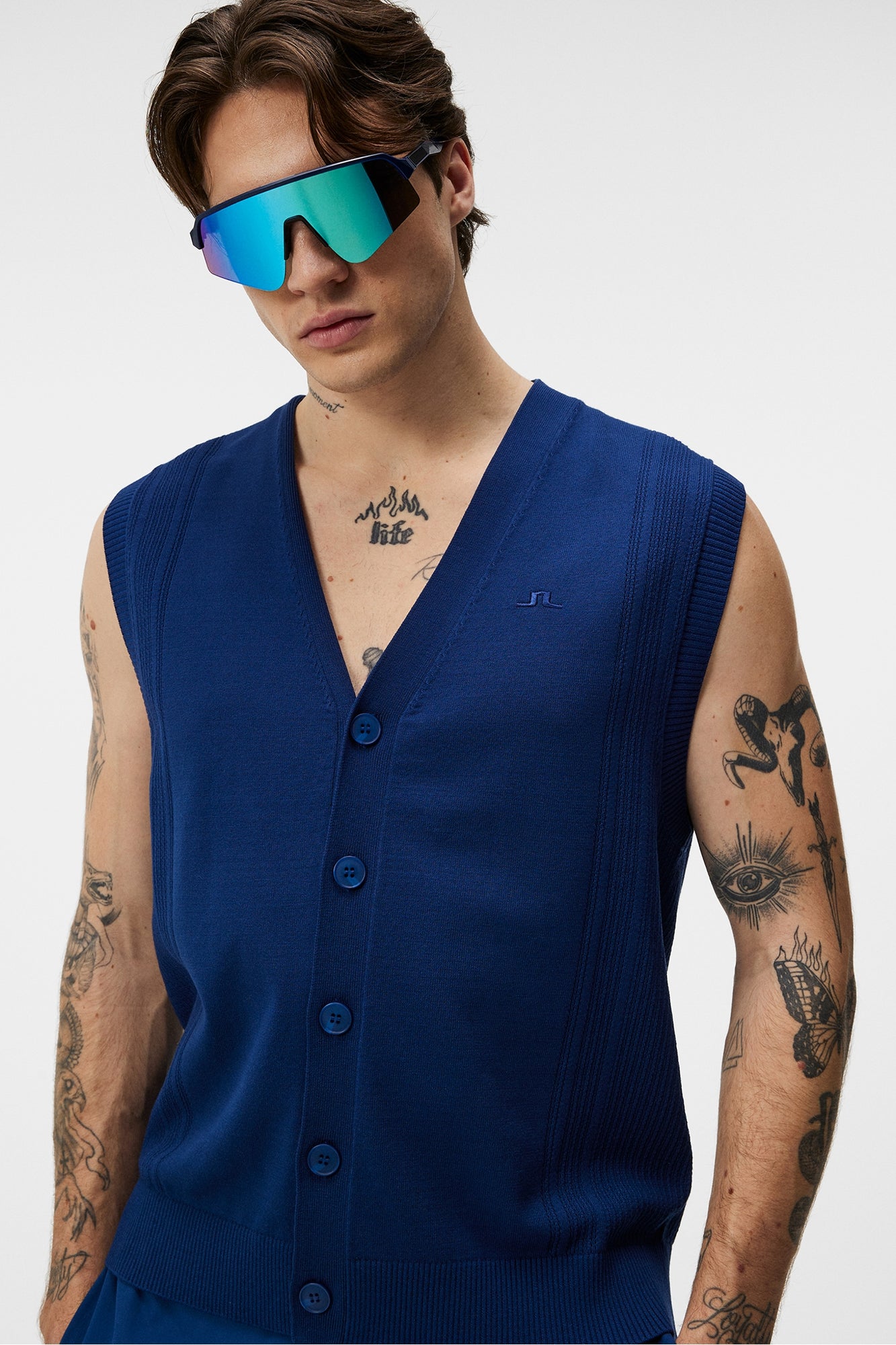 Men | Markus Knitted Vest | Estate Blue