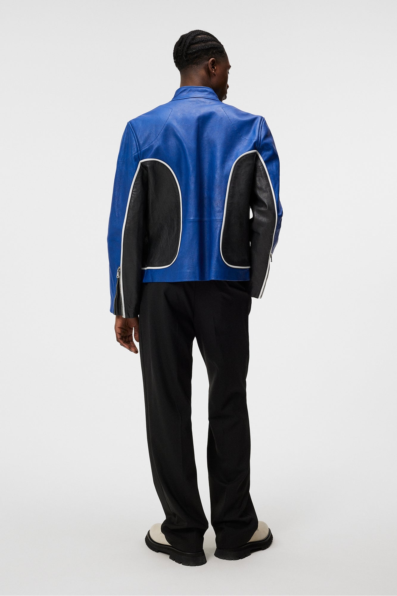 Men | Morris Leather Biker Jacket | Nautical Blue