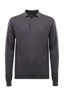 Men | Noel Light Merino Polo Shirt | Dark Grey Melange