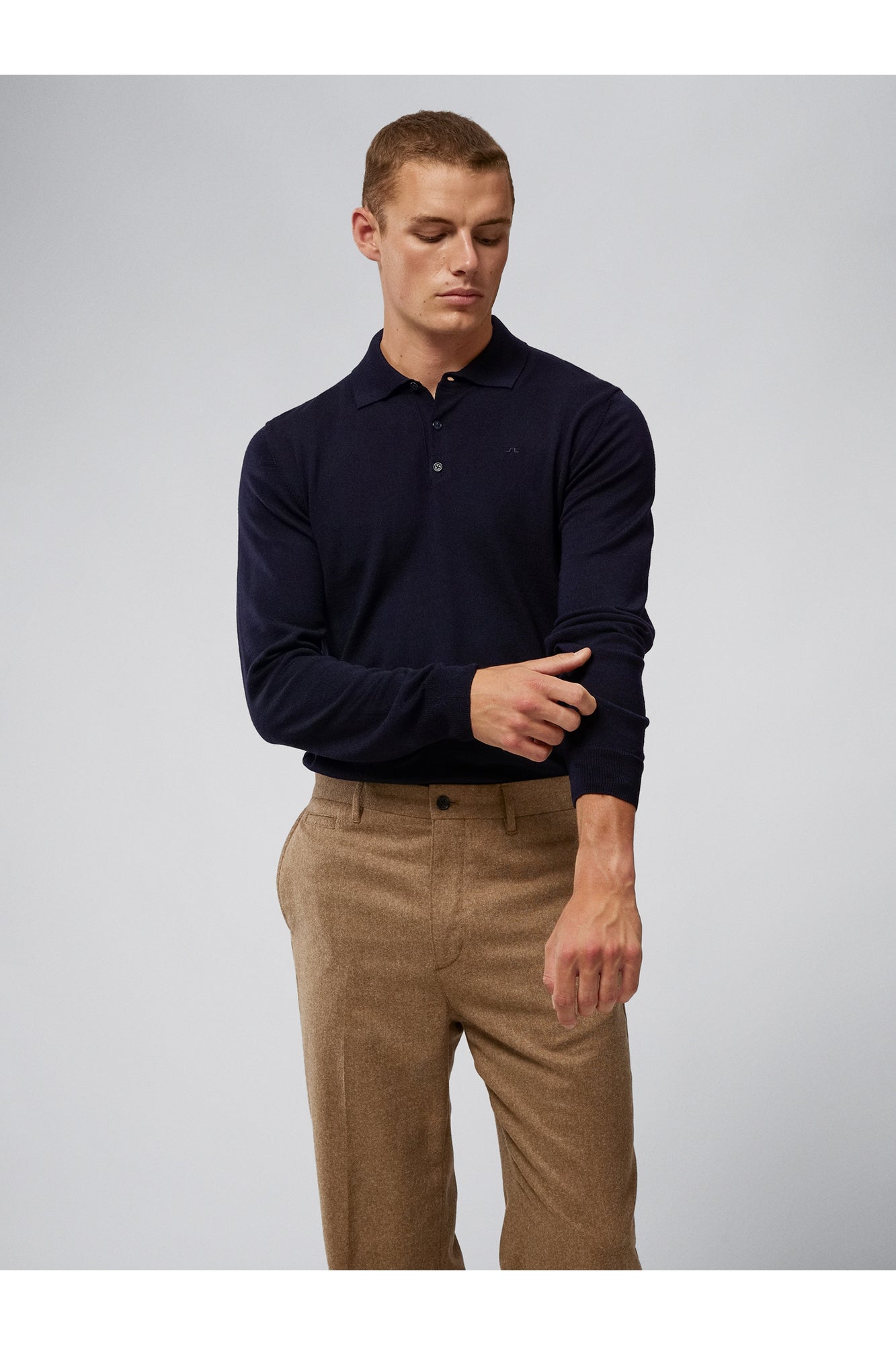 Men | Noel Light Merino Polo Shirt | JL Navy
