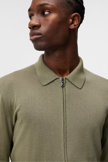 Men | Nyle Light Merino Zip Cardigan | Oil Green