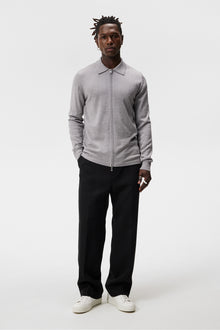 Men | Nyle Merino Zip Cardigann | Light Grey Melange