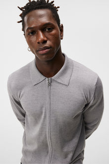Men | Nyle Merino Zip Cardigann | Light Grey Melange