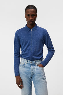 Men | Nylo Linen Blend Full Zip | Blue Quartz