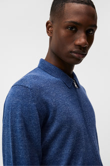 Men | Nylo Linen Blend Full Zip | Blue Quartz