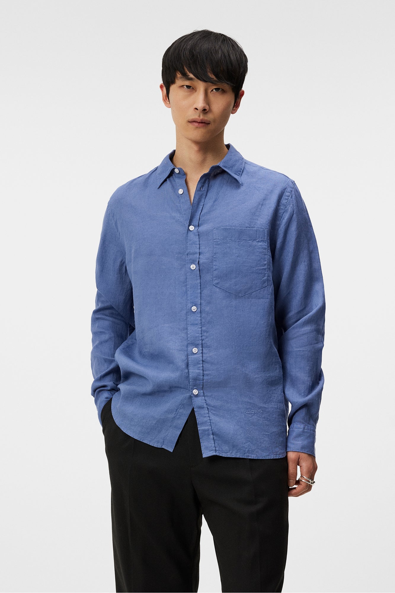 Men | Reg Ls Clean Linen Shirt | Bijou Blue
