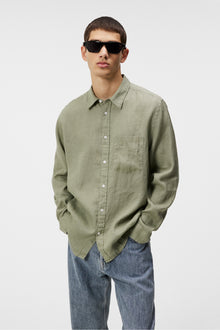 Men | Reg Ls Clean Linen Shirt | Oil Green