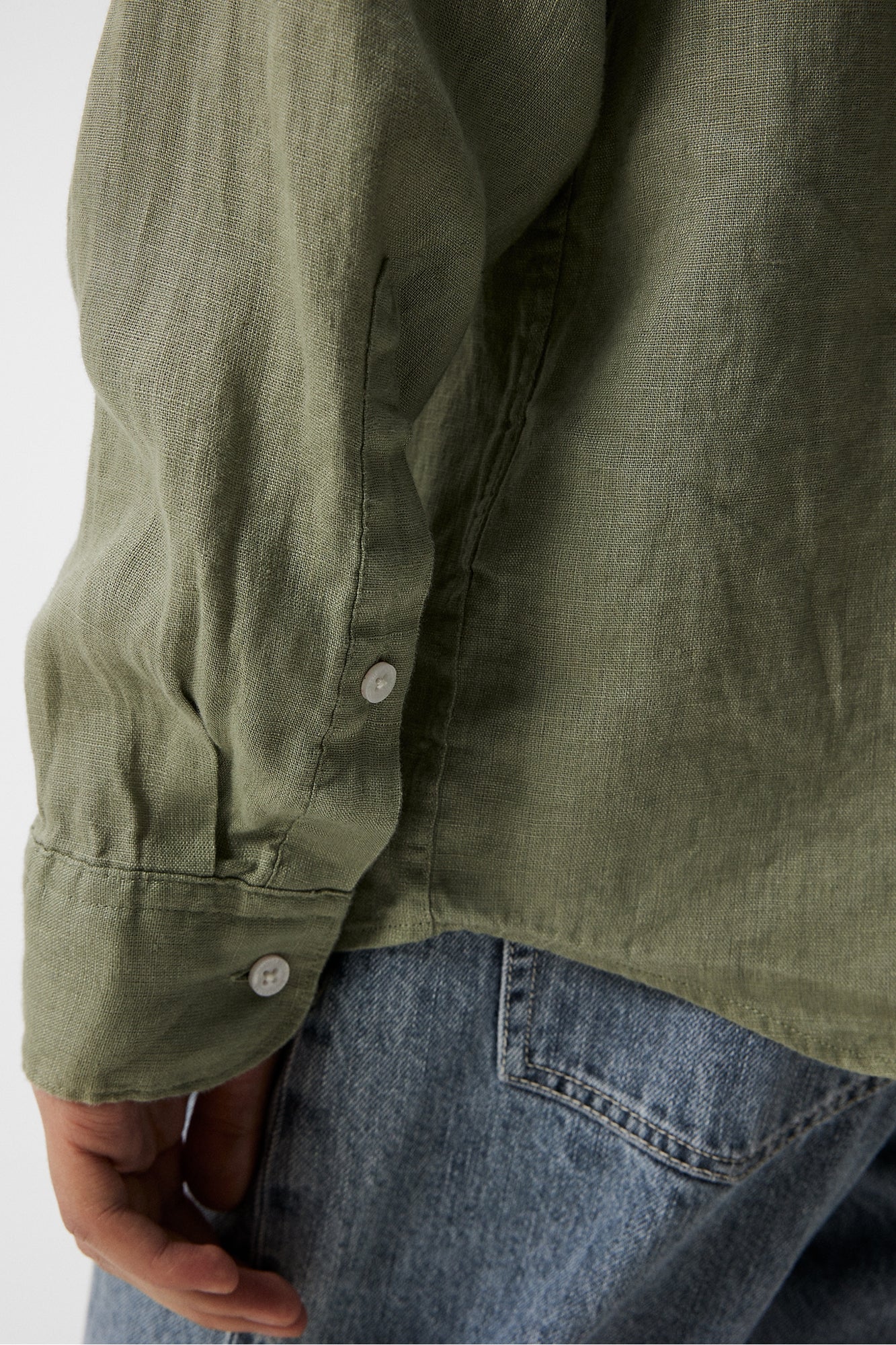 Men | Reg Ls Clean Linen Shirt | Oil Green