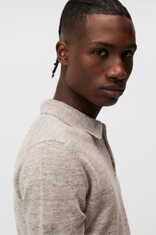 Men | Ridge Linen Blend Polo | Safari Beige