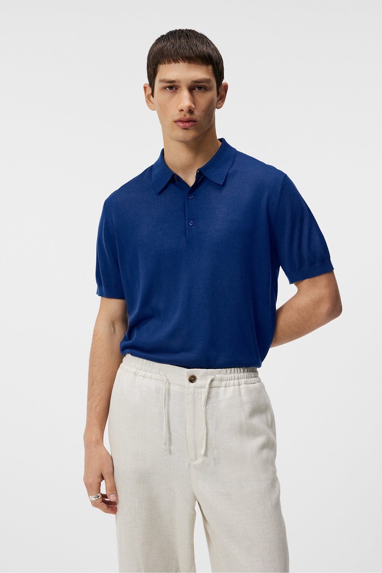 Men | Ridge Lyocell Silk Polo | Estate Blue