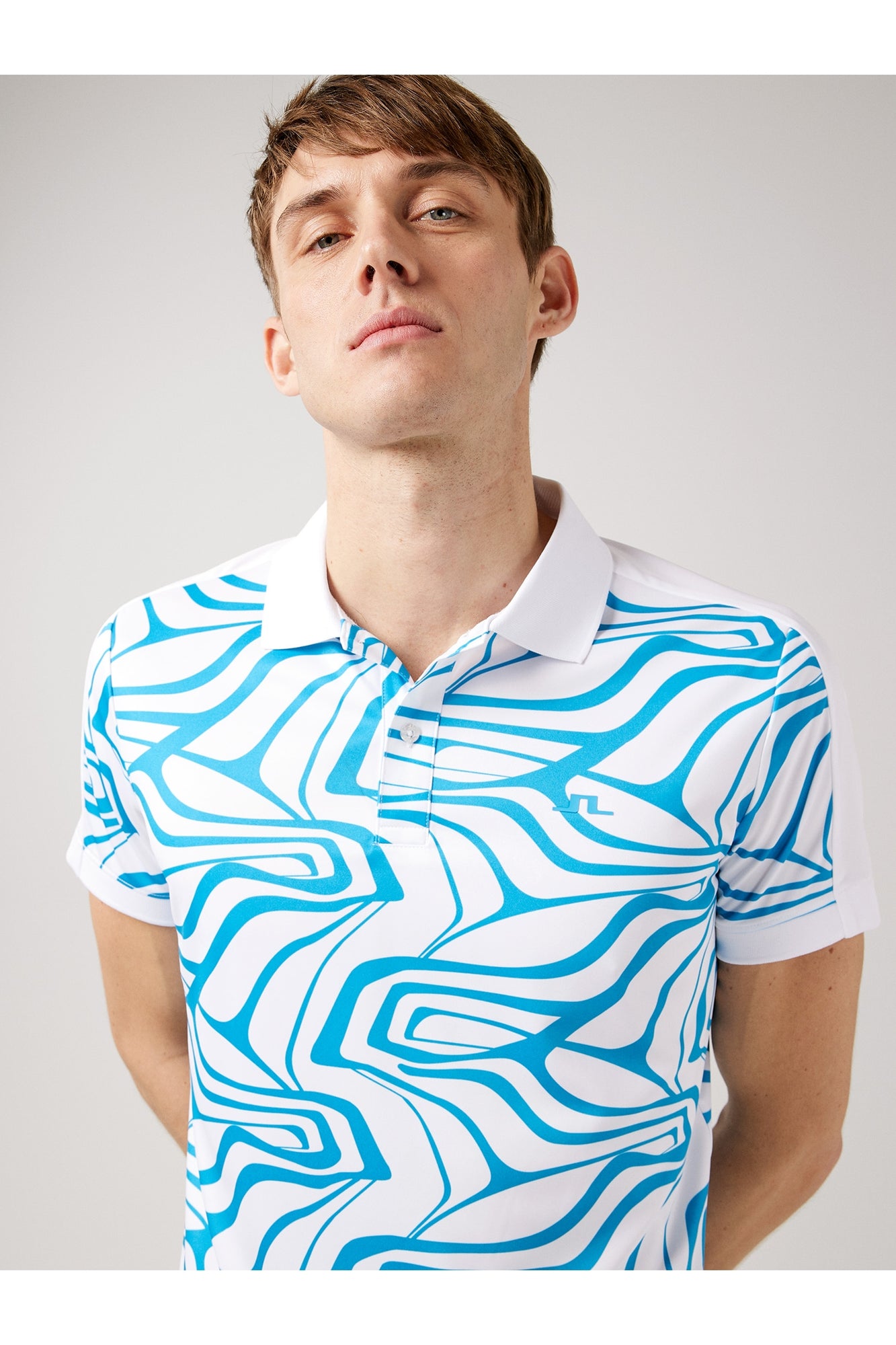 Men | Rowland Reg Golf Polo | Dresden Blue Neo Print