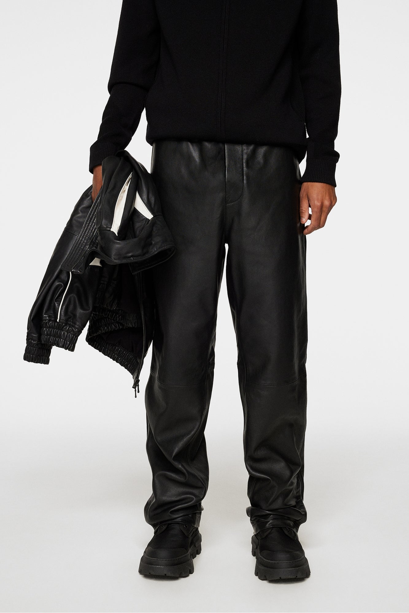 Men | Santo Leather Track Pants | Black