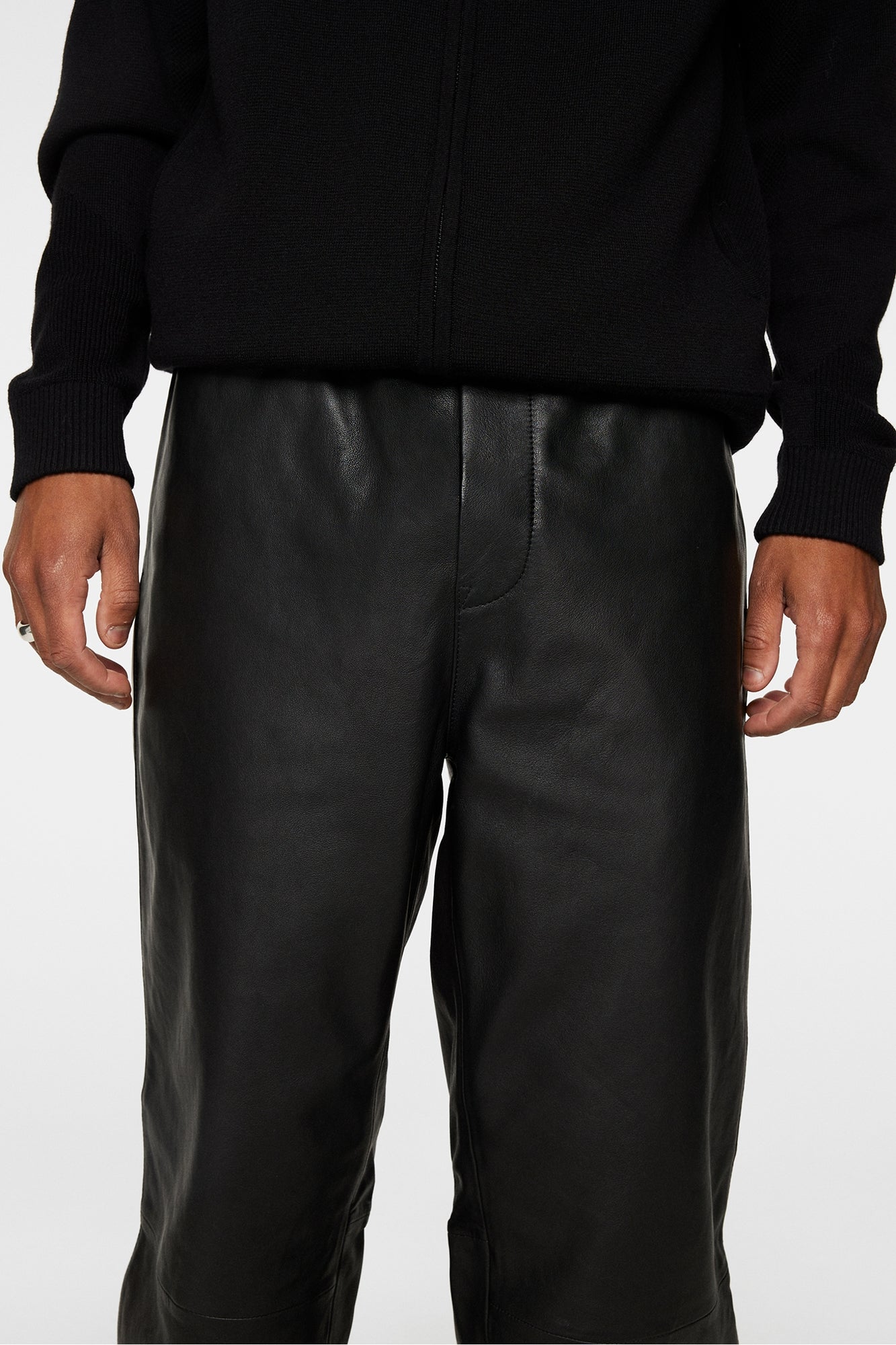 Men | Santo Leather Track Pants | Black