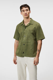 Men | Scottie Suede Overshirt | Oil Green