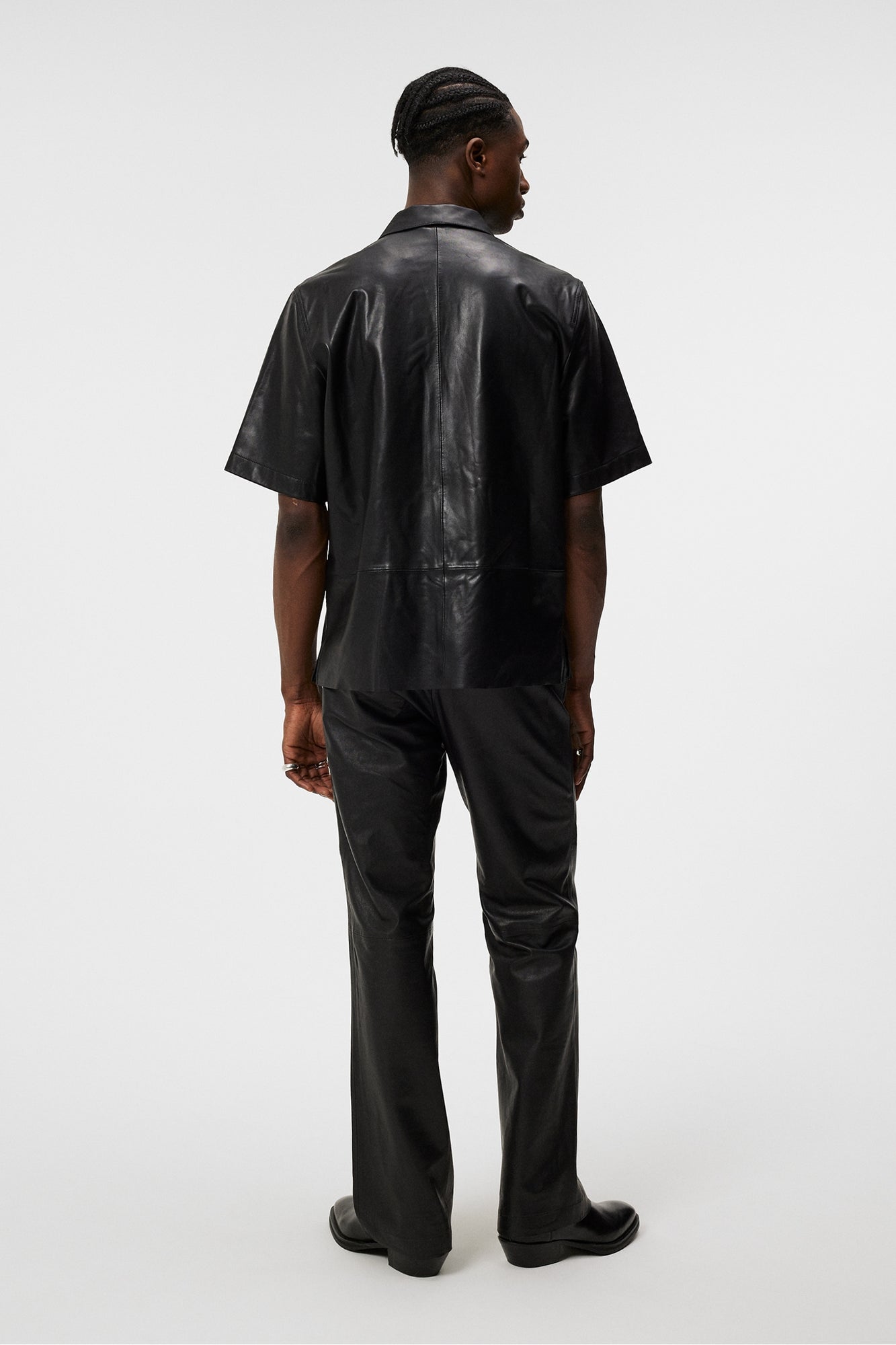 Men | Shorty Leather Overshirt | Black