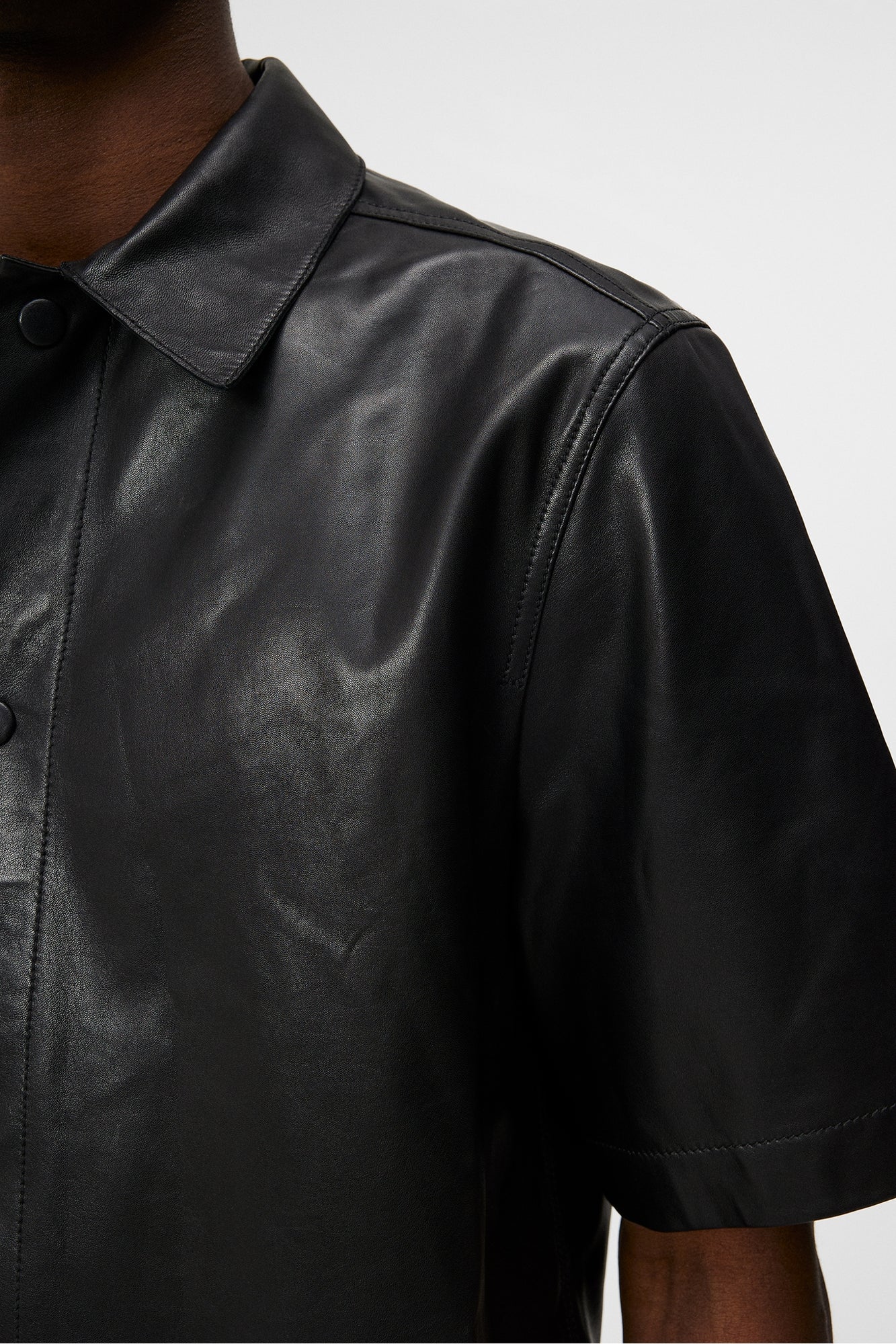 Men | Shorty Leather Overshirt | Black